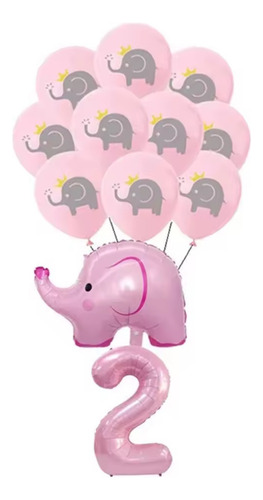 Globos Set 12piezas Elefante Rosa Baby Shower Rosa Elefante 2