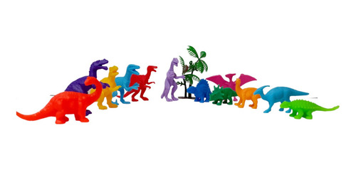 Pack De 12 Dinosaurios De Goma En Diferentes Colores 7cm C/u