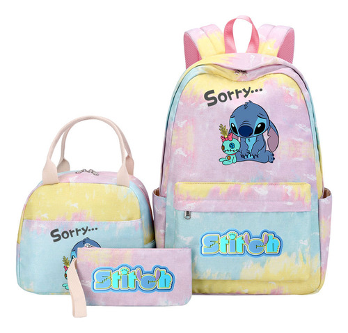 Mochila Escolar Loli & Stitch, Juego De Bolsos De Hombro De