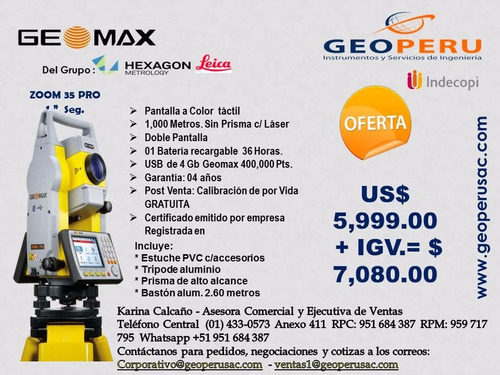 Estación Total Geomax Modelo Zoom 35 Pro - 1 