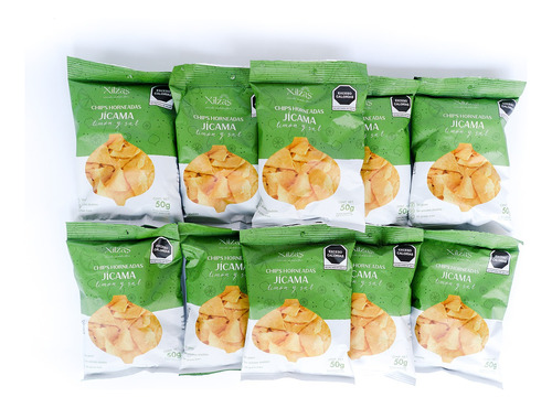 Xilzas/chips Jícama Horneada Sabor Limón Y Sal/10 Pack 50 Gr