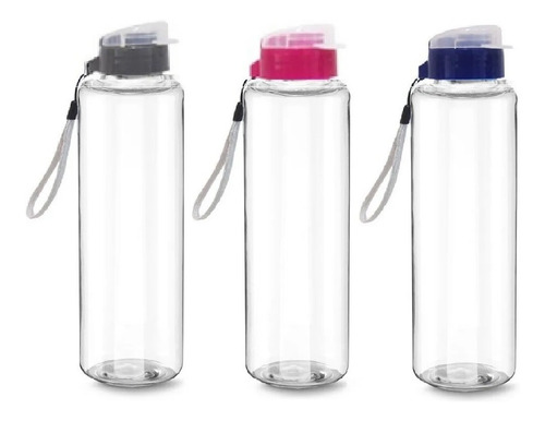 Imagem 1 de 5 de Kit 10 Garrafa Squeeze 600ml Academia Plástico Alça Não Vaza