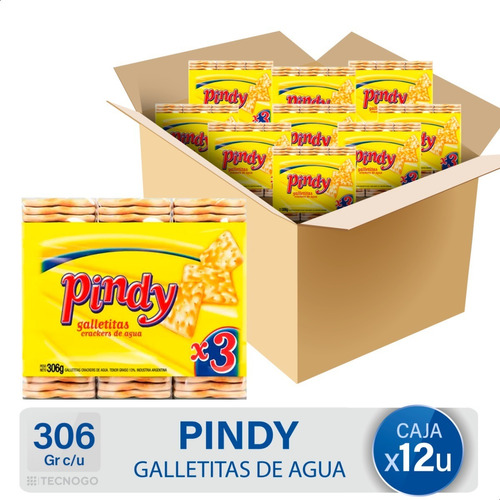 Caja Galletitas Pindy Crackers De Agua Tripack Mejor Precio
