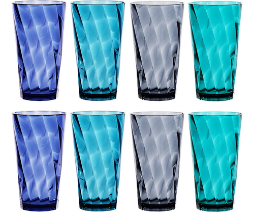 Vasos De Plástico Optix De 20 Onzas | Juego De 8 4 Col...