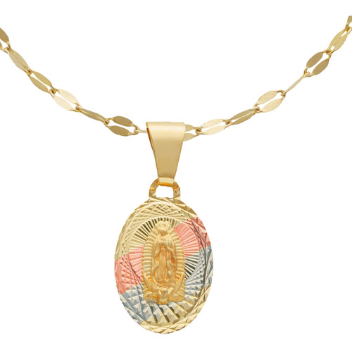 Medalla Virgen De Guadalupe Con Cadena Oro 10 Kilates.