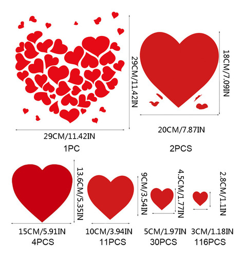 Adhesivo De Pared Con Forma De Corazón Rojo Para El Día De S