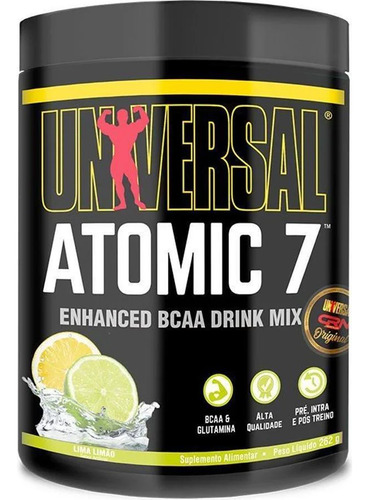 Bcaa Drink Atomic 7 Com Glutamina 262g - Universal Nutrition Sabor Limão