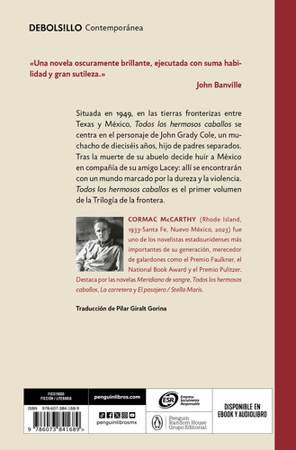 Todos Los Hermosos Caballos, De Mccarthy, Cormac., Vol. 1. Editorial Debolsillo, Tapa Blanda, Edición 01 En Español, 2024