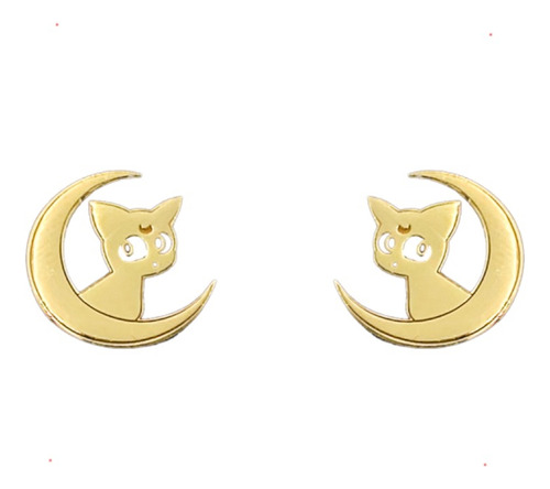 Aretes Sailor Moon Gato Baño Oro 24k Plata 925