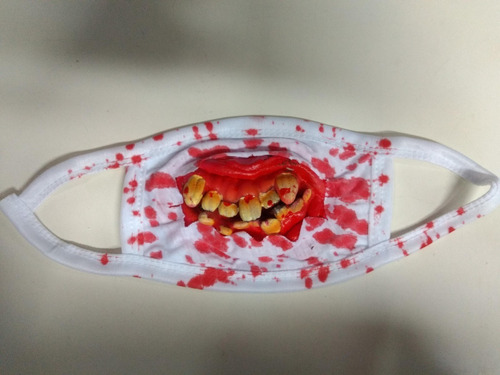 Imagen 2 de 4 de Barbijo Dentadura Medico Doctor Sangre Disfraz Halloween