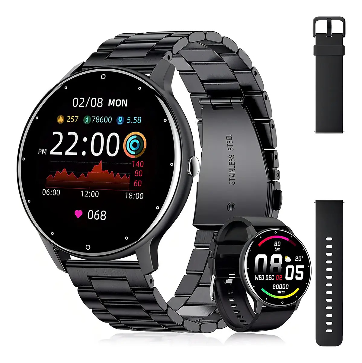 Smartwatch Mertto Esportivo ZL02 Com 2 Pulseiras, Tela de 1.39" para Android e iOS
