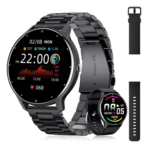 Mertto Smartwatch Esportivo Com Duas Pulseiras Ip68 Branco Milanê...