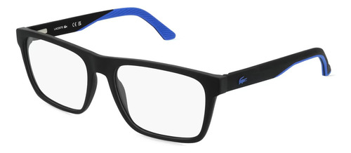 Lentes Lacoste L2899 Iconic Square Rubber Armazón Oft. 55mm Color Matte Black Blue 002