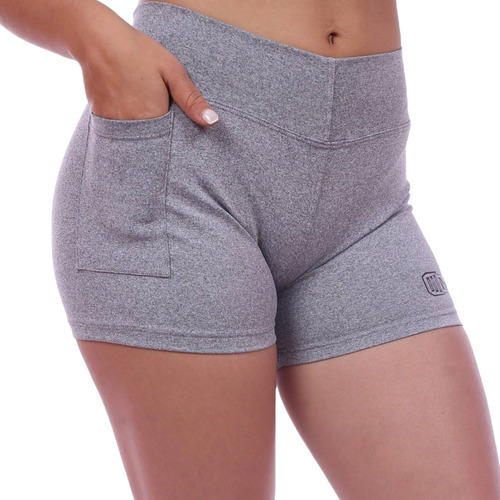 Short Pantaloneta Con Bolsillo Para Mujer | Plomo Jaspeado