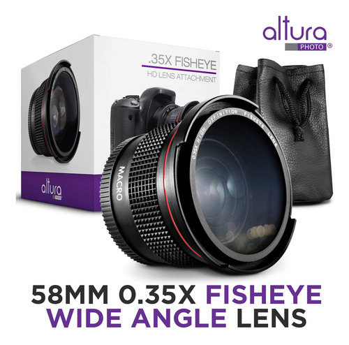 Lente Gran Angular Fisheye Altura Photo 58 Mm 0.35x Con Macr