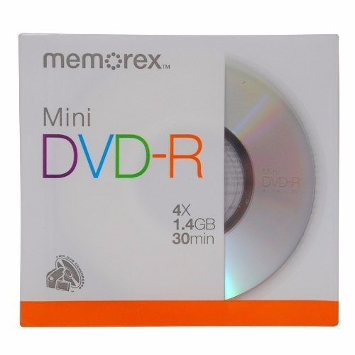 Disco virgen Mini DVD-R Memorex de 4x por 5 unidades