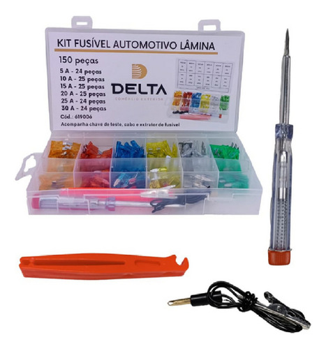 Kit Fusível Automotivo Lamina Media E Mini 150pçs C/chave Gama De Voltagem 12v