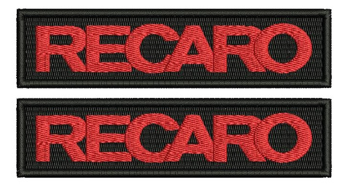 Patch Bordado - Kit 02 - Recaro 13x3cm Preto/vermelho Liso Para Costura