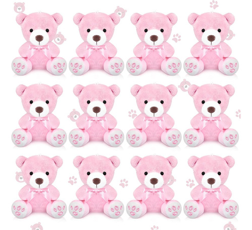 12 Ositos De Peluche De Navidad En Miniatura Para Baby Showe