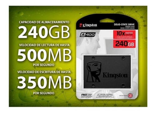Disco Duro Hd Estado Solido Ssd Kingston 240gb 5 Años Gtia