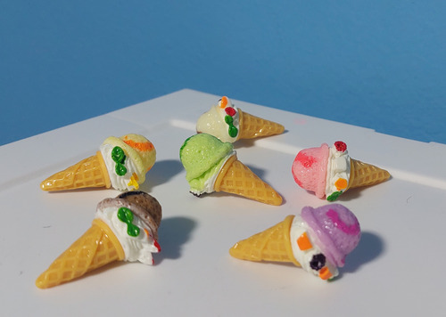 Set 8 Mini Helados Barquillos 3 D Calidad ( Casa De Muñecas)