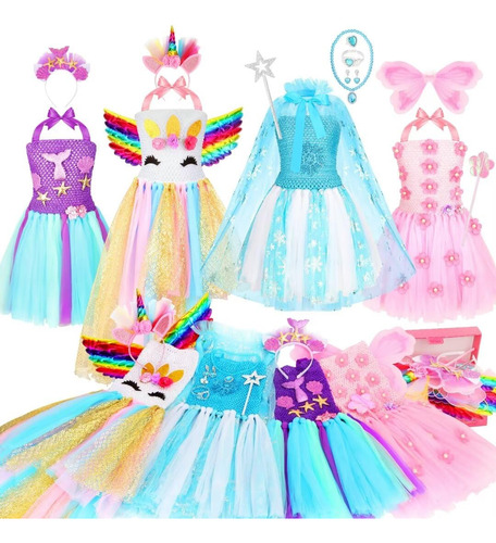 Chillife Vestidos De Princesa Para Niñas, Conjunto De Disf.