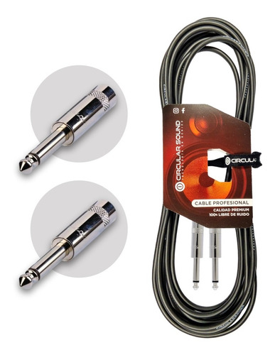 Cable Plug A Plug Mono Ts Instrumento 6 Mts Rean Guitarra