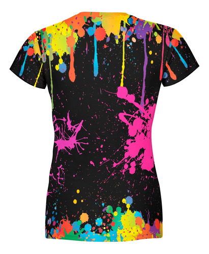Playera Dama Manga Corta Explosión De Colores Pinturas