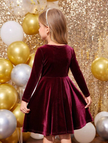 Vestido De Nena Para Fiesta,símil Terciopelo