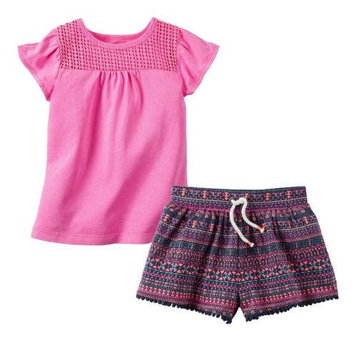 Conjunto Blusinha Pink E Shorts Colorido Carter's