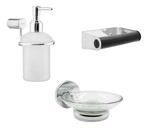 Combo De Baño Jabonera, Dispensador Y Portarrollo Dica Lz105