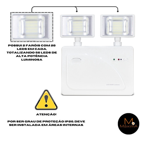 Luminária Luz Emergência Led 3000 Lumens Segurimax Bivolt