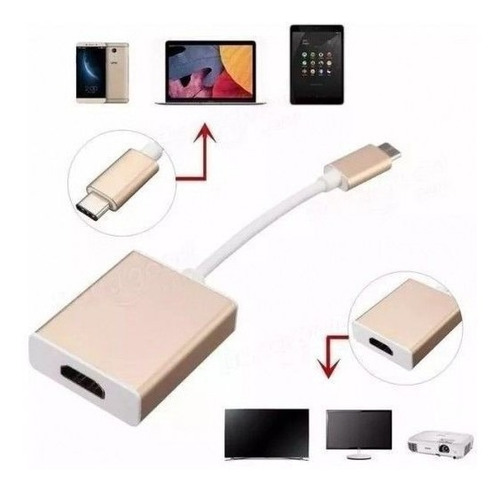 Imagem 2 de 3 de Cabo Adaptador Conversor Usb Tipo C Para Hdmi Celular E Not