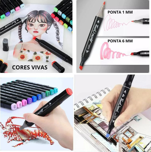 120 Marcadores Permanentes De Ponta Dupla De Cores !
