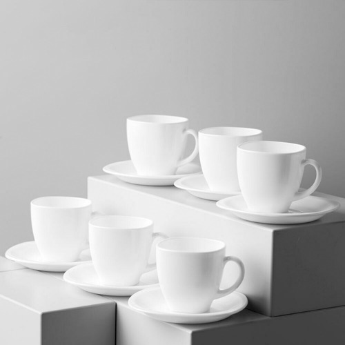 Nuevo Set 6 tazas desayuno mugs café de vidrio para microondas 32cl Único Set de 6 Vasos de Vidrio 26cl Luminarc Vajilla Completa Moderna para 6 Personas 18 Piezas Negro Estándar Opal 