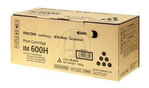 Cartucho De Toner Negro Im 600h Ricoh Im 550f/im 600f