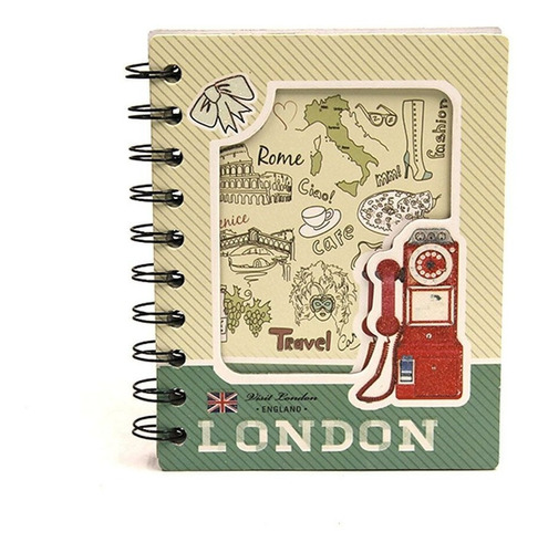 Mini Cuaderno Anotador London Cities Hojas Rayadas Espiral