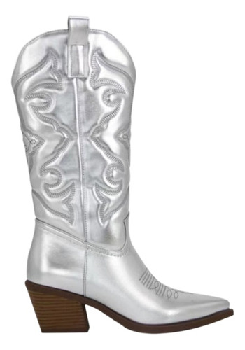 Botas Mid Cut Martin Plata Mujer Talla Grande Tacones Punta