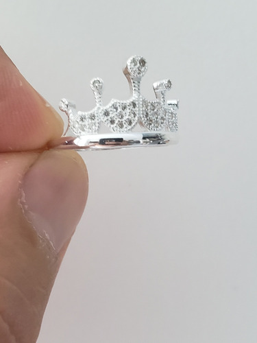 Imagen 3 de 7 de Anillo Plata 925 Modelo Corona Brillante