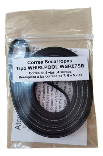 Correa Secarropas Tipo Whirlpool Wsr07sb 5 Vias Importada