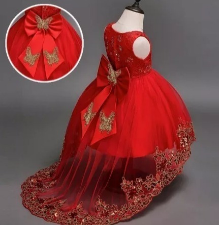 vestido de daminha vermelho