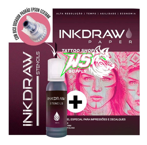 Tinta Tattoo Decalque Kit Inkdraw Stencil Impressora Epson