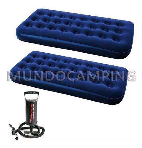 Imagen 2 de 7 de Combo 2 Colchon Inflable 1 Plaza Bestway + Inflador Oferta