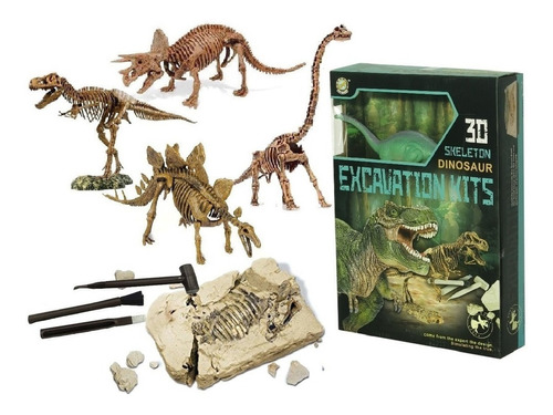 Imagen 1 de 5 de Kit Excavación Grande Con Dinosaurios 3d Paleontología Edu