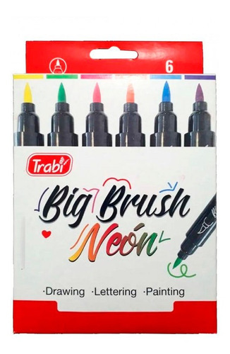 Marcadores Trabi Big Brush Color Neon X 6 Unidades Lettering