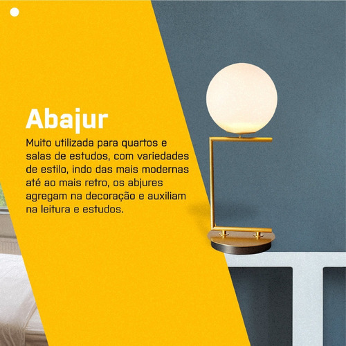 Luminária Interna Led Mesa Rack Quarto Mesa Estilo Conforto Cor da cúpula Branca Cor da estrutura Dourada 127/220V