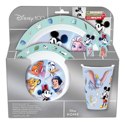 Set X 5 Infantil Disney 100 Para Microondas