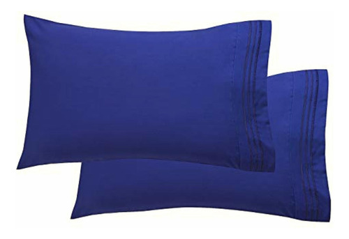 Elegant Comfort 2 Fundas De Almohada King Sizes, Azul Real Liso