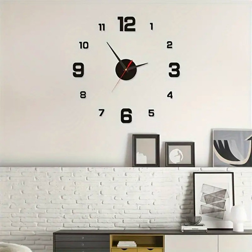 Reloj De Pared 3d Moderno Grande Luminoso, Minimalista Estructura Negro