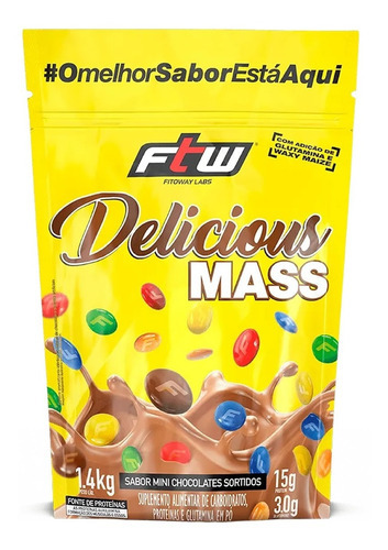 Hipercalórico Delicious Mass 1,4kg - Ftw - Massa Muscular Sabor Mini Chocolates Sortidos